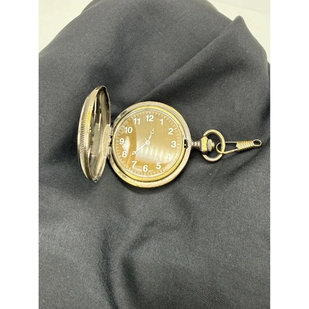 Vintage Eagle Embossed Pocket Watch Antiqued Bronze Hunter Case Japan Movt Gift